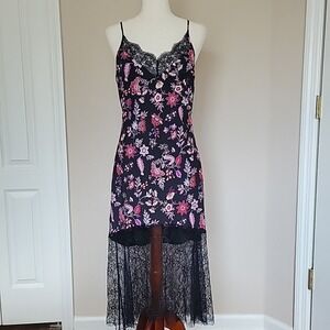 Forever 21 Lace Slip Dress Size M Floral Whimsigoth Babydoll Fairy Grunge Black